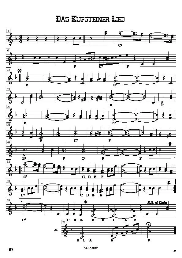 télécharger la partition d'accordéon Das Kufsteiner Lied (Relevé) au format PDF