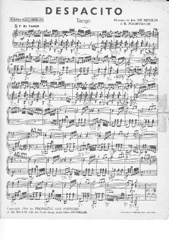 télécharger la partition d'accordéon Despacito (Tango) au format PDF