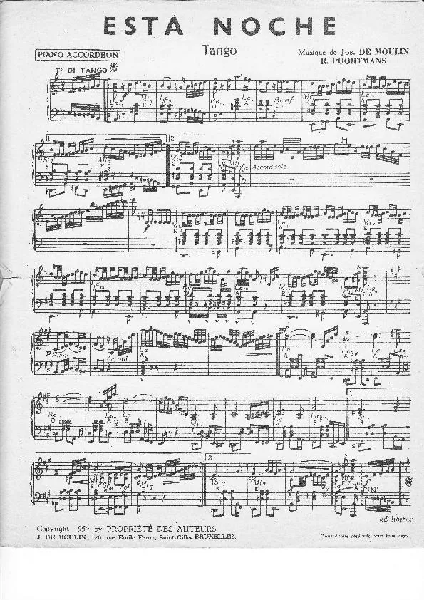 télécharger la partition d'accordéon Esta Noche (Tango) au format PDF