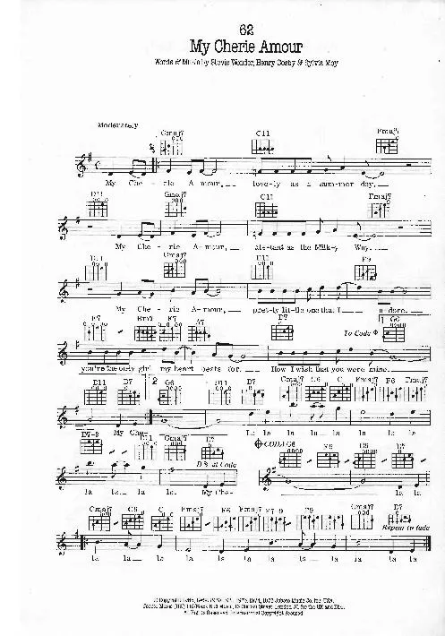 télécharger la partition d'accordéon My cherie amour (Rumba) au format PDF