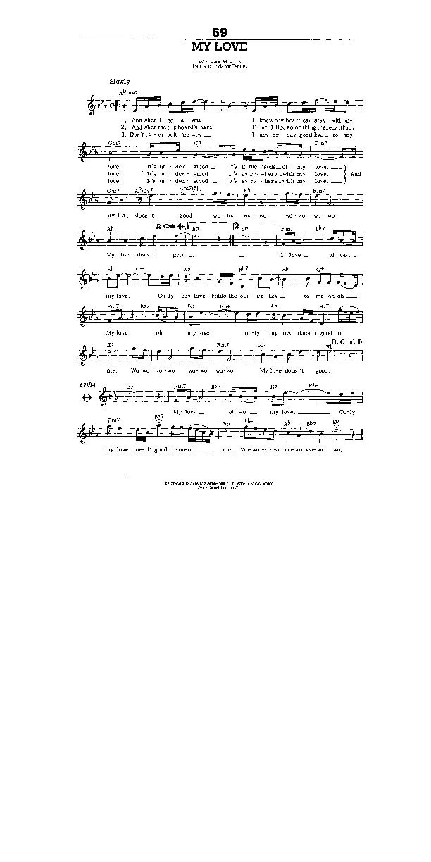 télécharger la partition d'accordéon My love (Chant : Wings) (Slow) au format PDF