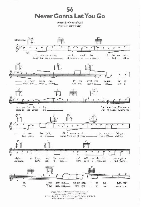 télécharger la partition d'accordéon Never gonna let you go (Chant : Dionne Warwick) (Slow) au format PDF