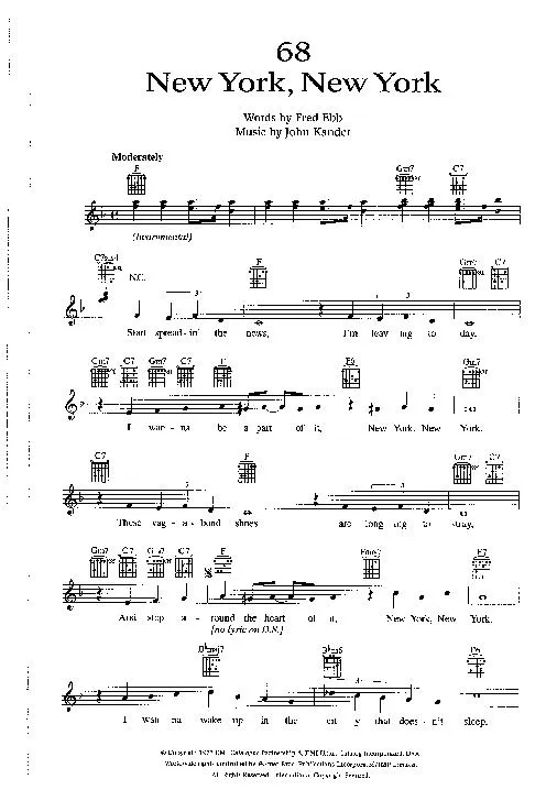 télécharger la partition d'accordéon New York New York (Chant : Frank Sinatra) (Slow Fox) au format PDF