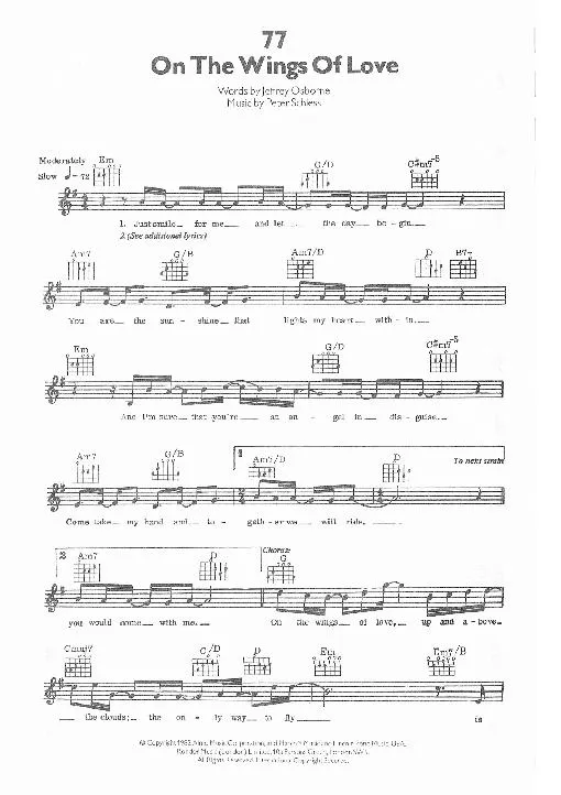 télécharger la partition d'accordéon On the wings of love (Slow) au format PDF
