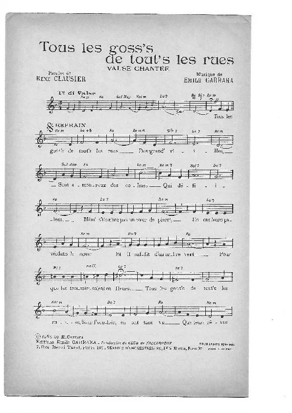 télécharger la partition d'accordéon Tous les goss's de tout's les rues (Chant : Robert Ripa) (Valse) au format PDF