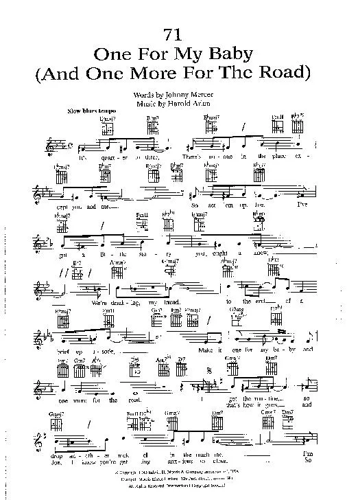 télécharger la partition d'accordéon One for my baby (And one more for the Road) (Chant : Frank Sinatra) (Slow Blues) au format PDF