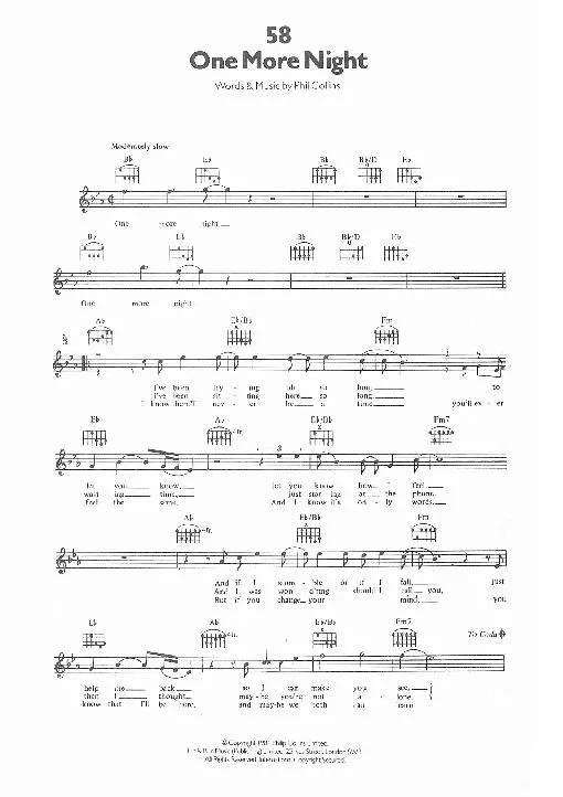 télécharger la partition d'accordéon One more night (Slow) au format PDF