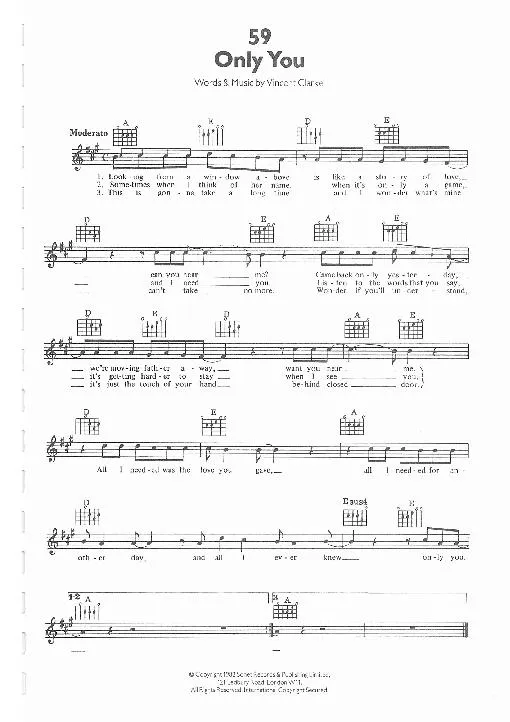 télécharger la partition d'accordéon Only you (Chant : Yazoo) (Boléro) au format PDF