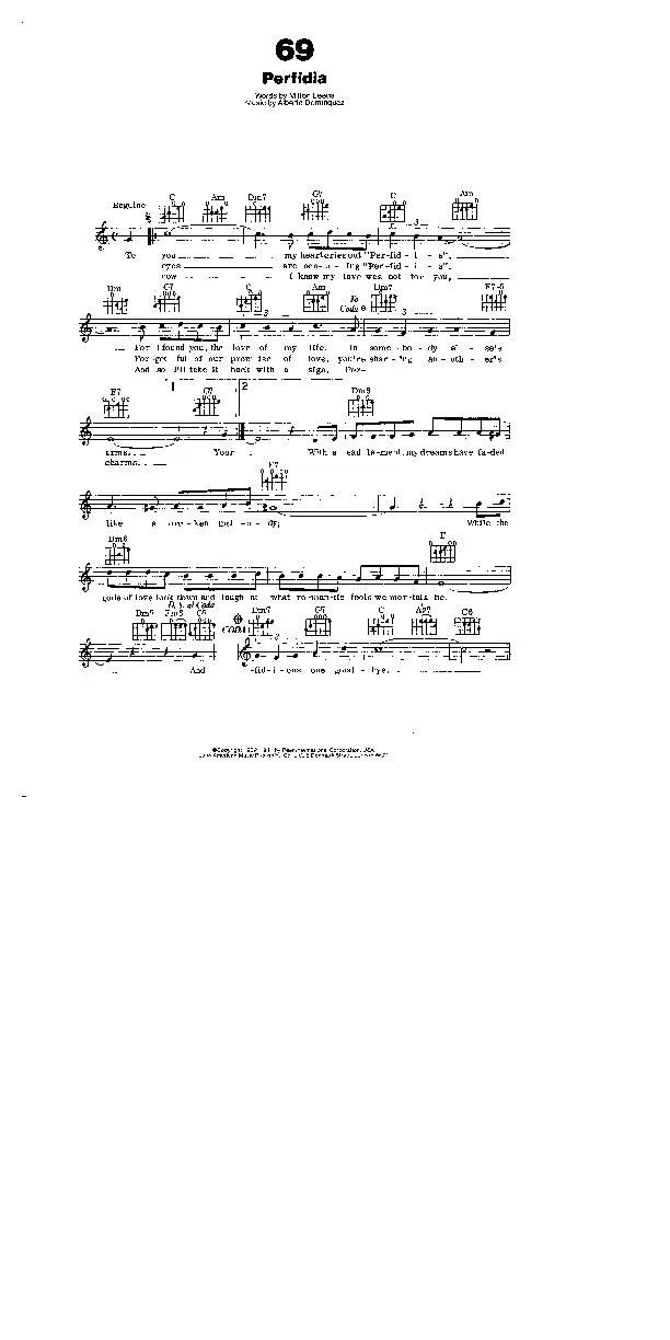 télécharger la partition d'accordéon Perfidia (Dorothy Claire & The Modernaires avec Glenn Miller & Orchestre) (Beguine) au format PDF