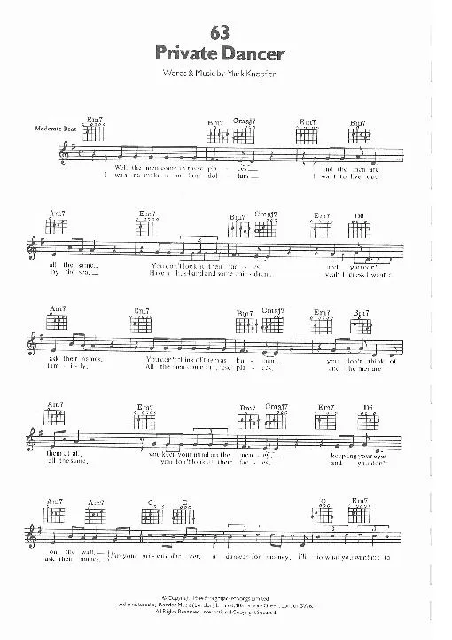 télécharger la partition d'accordéon Private Dancer (Chant : Tina Turner) (Disco Rock) au format PDF
