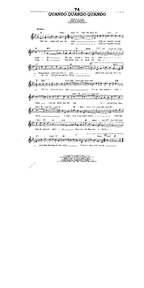 télécharger la partition d'accordéon Quando Quando Quando (Chant : Engelbert Humperdinck) (Samba) au format PDF