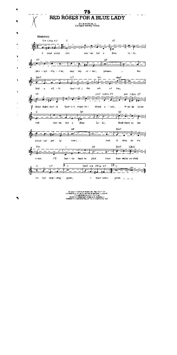 télécharger la partition d'accordéon Red roses for a blue lady (Chant : Dean Martin) (Slow Fox) au format PDF