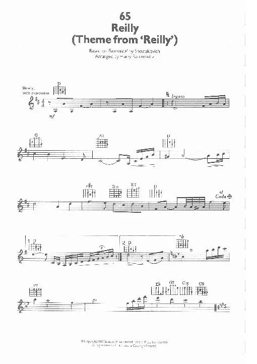 télécharger la partition d'accordéon Reilly (Arrangement : Harry Rabinowitz) (Instrumentale) (Slow) au format PDF