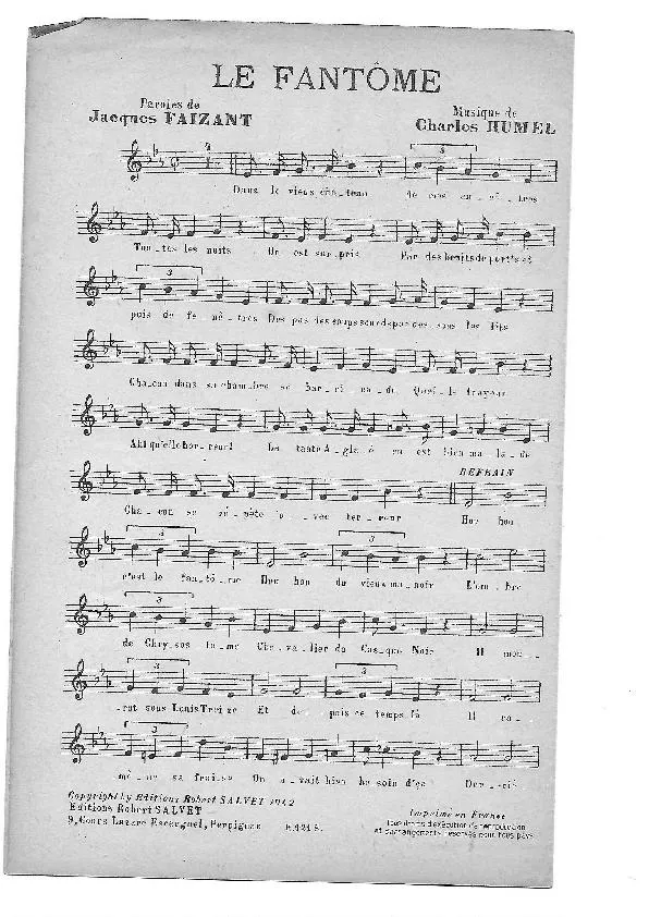 télécharger la partition d'accordéon Le fantôme (Chant : Jacques Pills) au format PDF