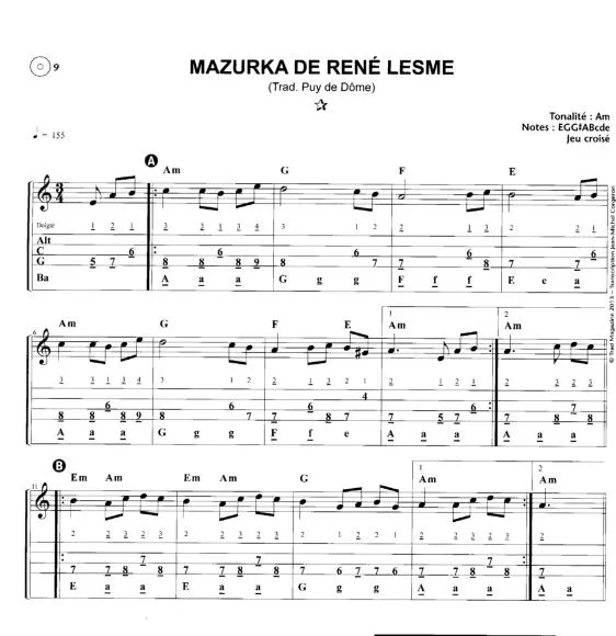 télécharger la partition d'accordéon Mazurka de René Lesme au format PDF