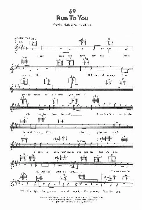 télécharger la partition d'accordéon Run to you (Disco Rock) au format PDF