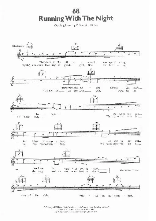 télécharger la partition d'accordéon Running with the night (Disco Rock) au format PDF