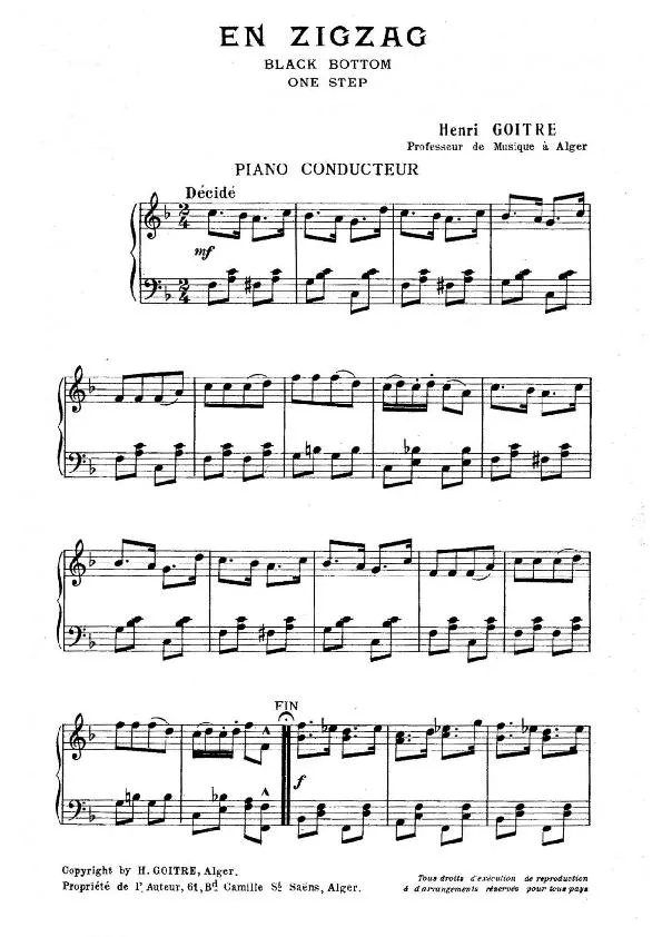 télécharger la partition d'accordéon En zigzag (Black Bottom) (One Step) (Partie : Piano Conducteur) au format PDF