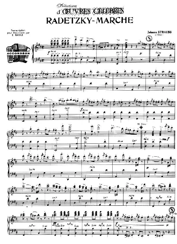 télécharger la partition d'accordéon Radetzky Marche au format PDF