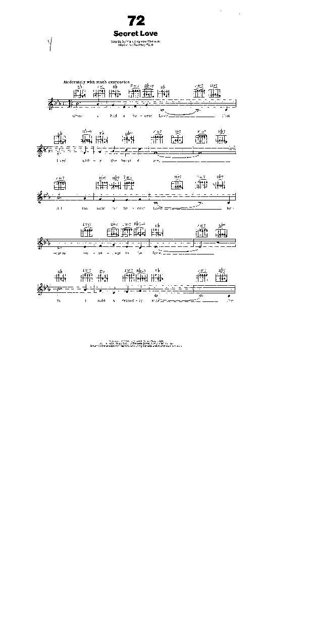 télécharger la partition d'accordéon Secret love (Chant : Doris Day) (Slow) au format PDF