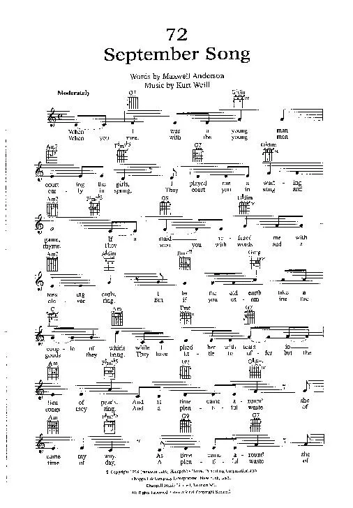 télécharger la partition d'accordéon September Song (Chant : Frank Sinatra) (Slow) au format PDF