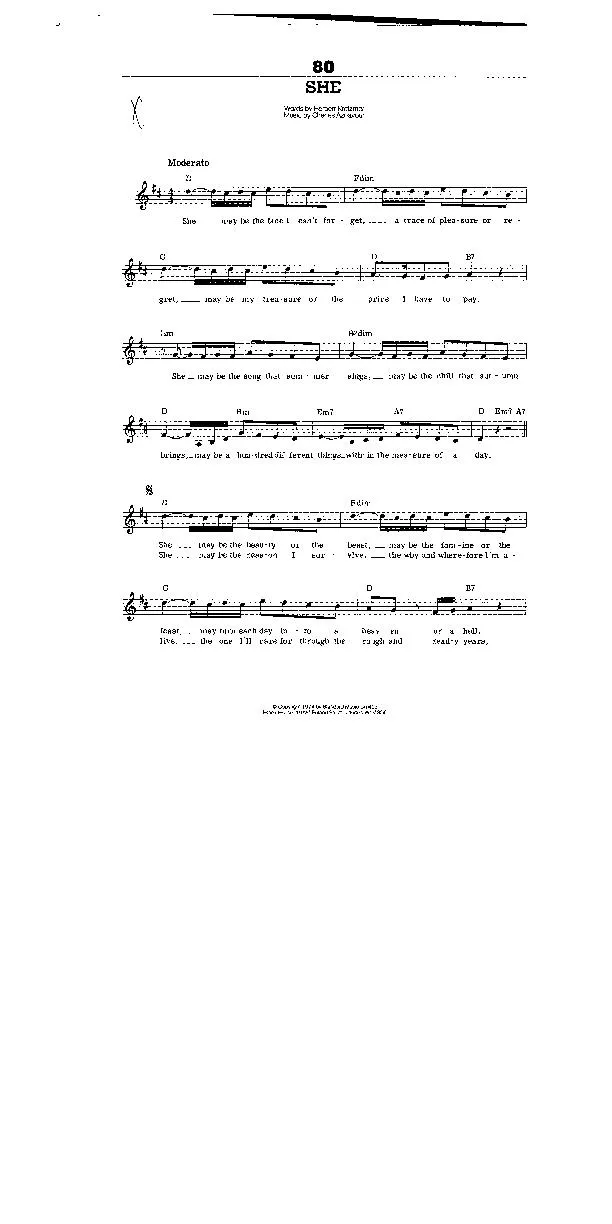 télécharger la partition d'accordéon She (Ballade) au format PDF