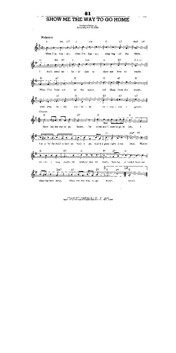 télécharger la partition d'accordéon Show me the way to go home (Chant : The Andrew Sisters) (Slow Fox) au format PDF