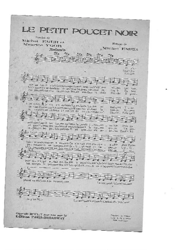 télécharger la partition d'accordéon Le petit poucet noir (Chant : Josette Daydé / Eddy Rasimi) au format PDF