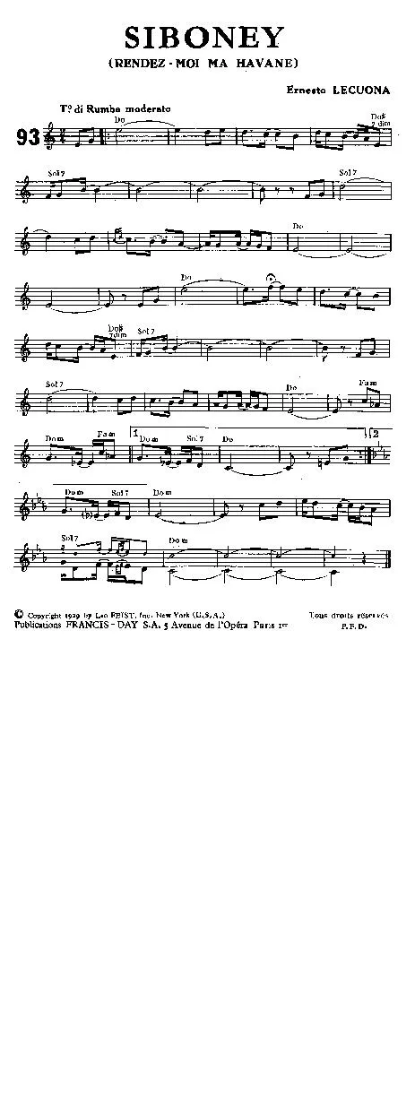télécharger la partition d'accordéon Siboney (Rendez-moi ma Havane) (Rumba) au format PDF