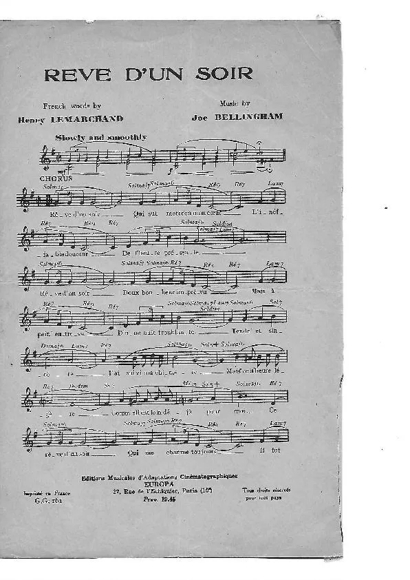 télécharger la partition d'accordéon Rêve d'un soir (Chant : Jacques Hélian) (Tango) au format PDF