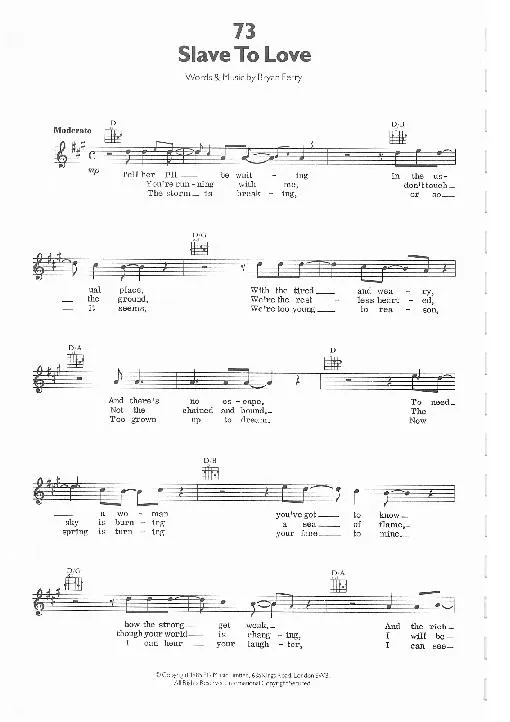 télécharger la partition d'accordéon Slave to love (Slow) au format PDF
