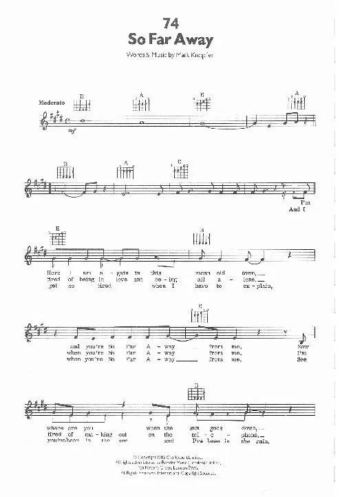 télécharger la partition d'accordéon So far away (Chant : Dire Straits) (Disco Rock) au format PDF