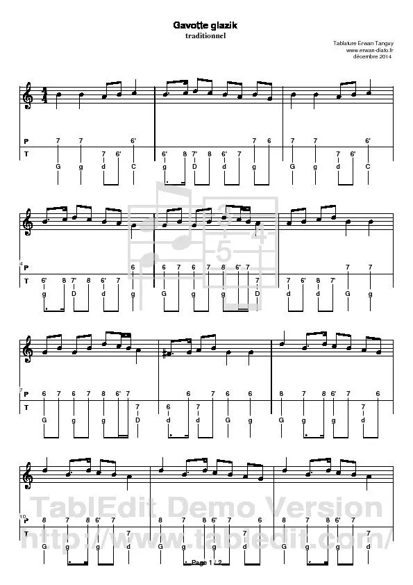 télécharger la partition d'accordéon Gavotte Glazig (Accordéon Diatonique) au format PDF