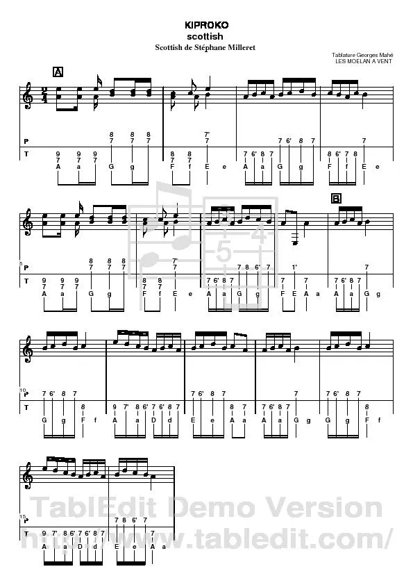 télécharger la partition d'accordéon Kiproko (Scottish) (Accordéon Diatonique) au format PDF