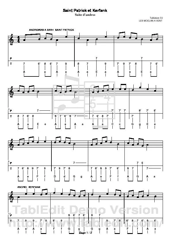télécharger la partition d'accordéon Saint Patrick et Kerfank (Accordéon Diatonique) au format PDF