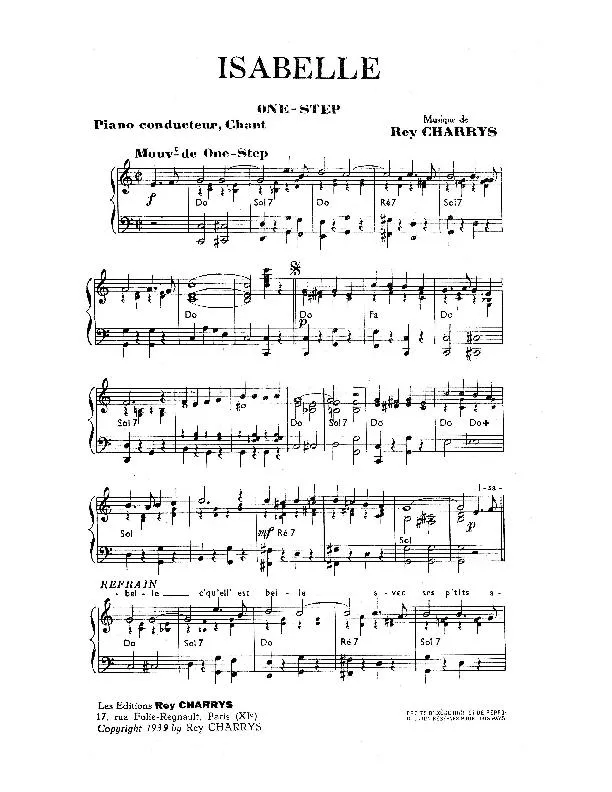 télécharger la partition d'accordéon Isabelle (One Step) au format PDF