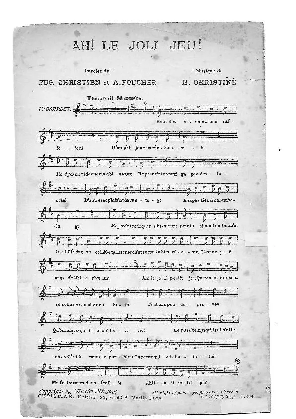 télécharger la partition d'accordéon Ah Le joli jeu (Chant : Mayol) (Mazurka) au format PDF