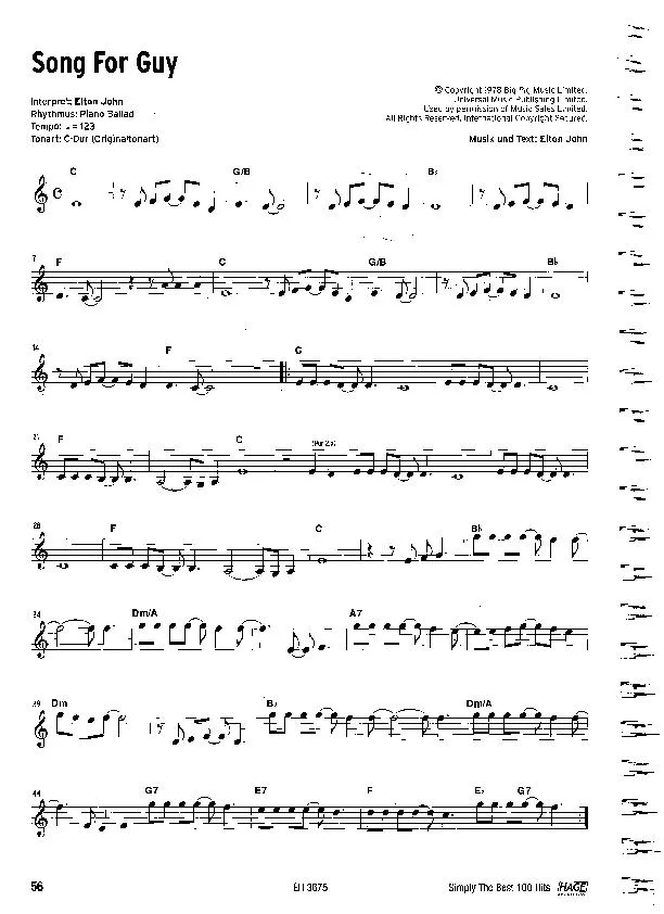 télécharger la partition d'accordéon Song for Guy (Bossa) au format PDF