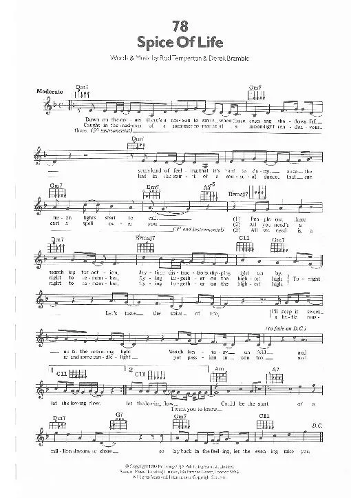 télécharger la partition d'accordéon Spice of life (Chant : The Manhattan Transfer) (Soul Reggae) au format PDF