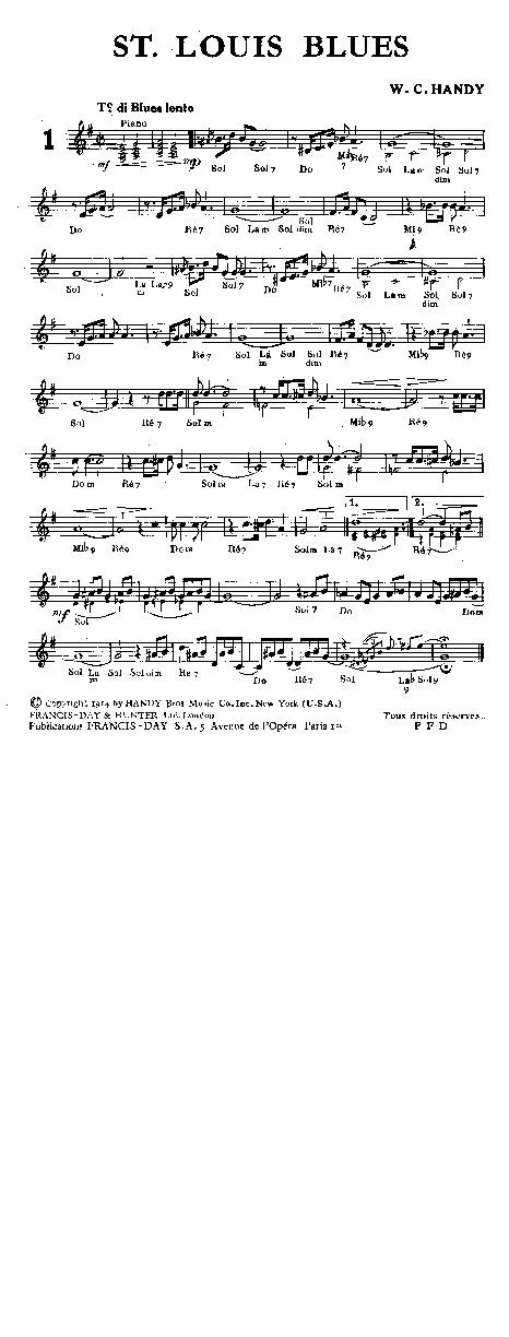 télécharger la partition d'accordéon St Louis Blues (Interprète : Louis Armstrong) au format PDF