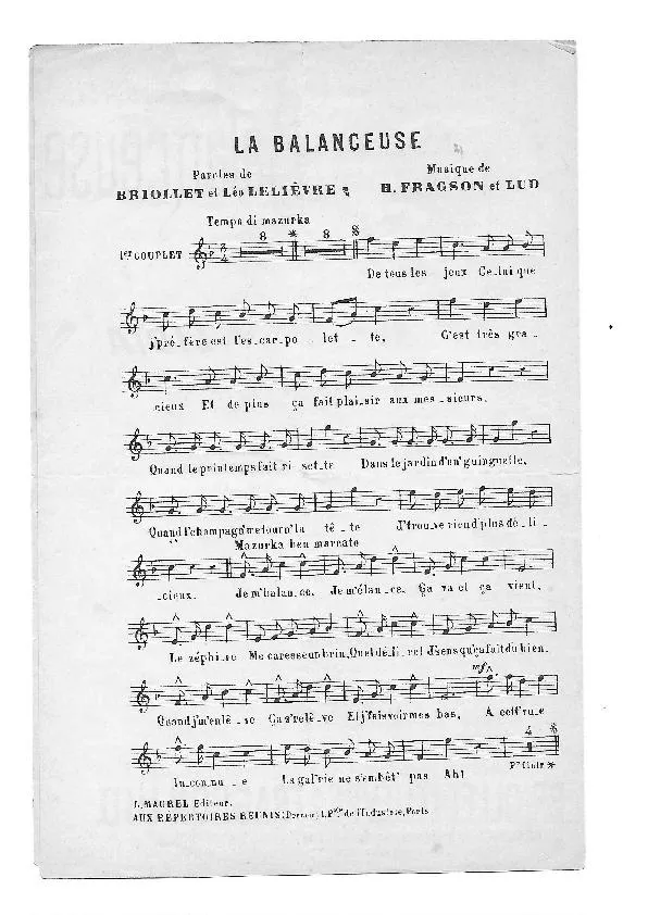 télécharger la partition d'accordéon La balanceuse (Chant : Lidia) (Mazurka) au format PDF