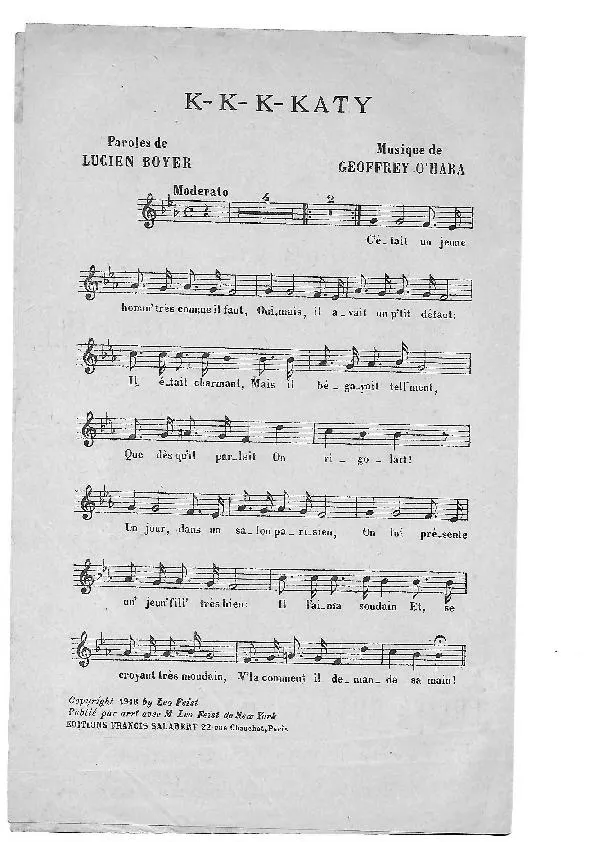 télécharger la partition d'accordéon K K K Katy (Chant : Maurice Chevalier) au format PDF