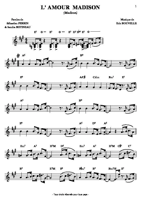 télécharger la partition d'accordéon L'Amour Madison au format PDF