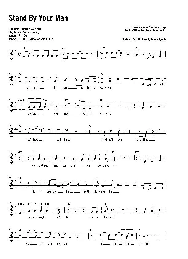 télécharger la partition d'accordéon Stand by your man (Rumba) au format PDF