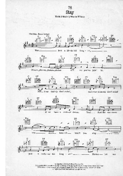télécharger la partition d'accordéon Stay (Chant : The Zodiacs) (Boléro) au format PDF