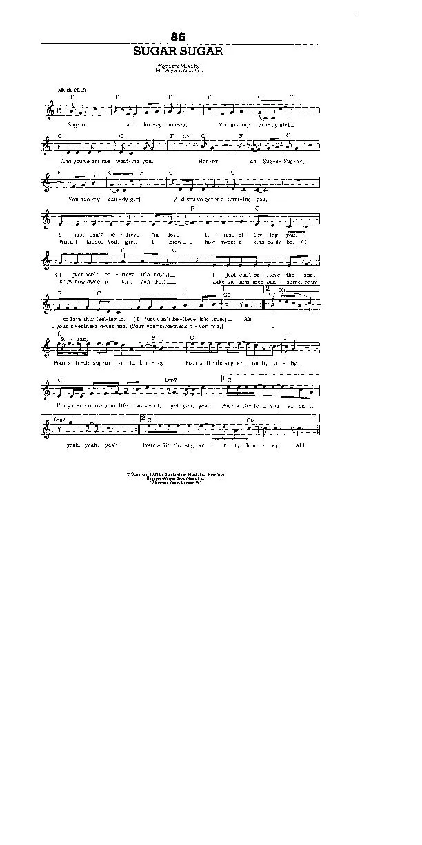 télécharger la partition d'accordéon Sugar Sugar (Chant : The Archies) (Disco Rock) au format PDF