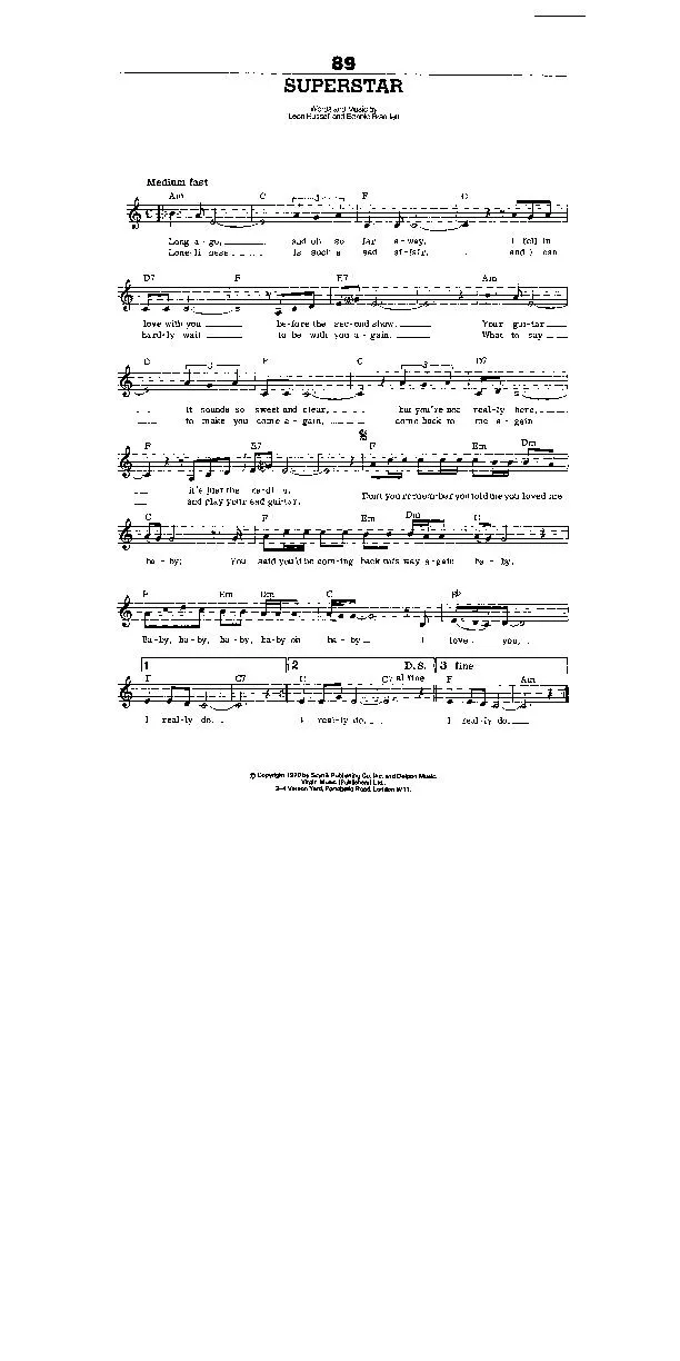 télécharger la partition d'accordéon Superstar (Interprètes : Carpenters) (Slow) au format PDF