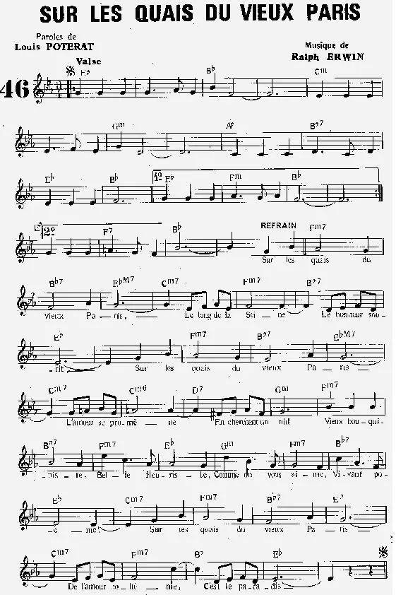 télécharger la partition d'accordéon Sur les quais du vieux Paris (Chant : Juliette Gréco) (Valse) au format PDF