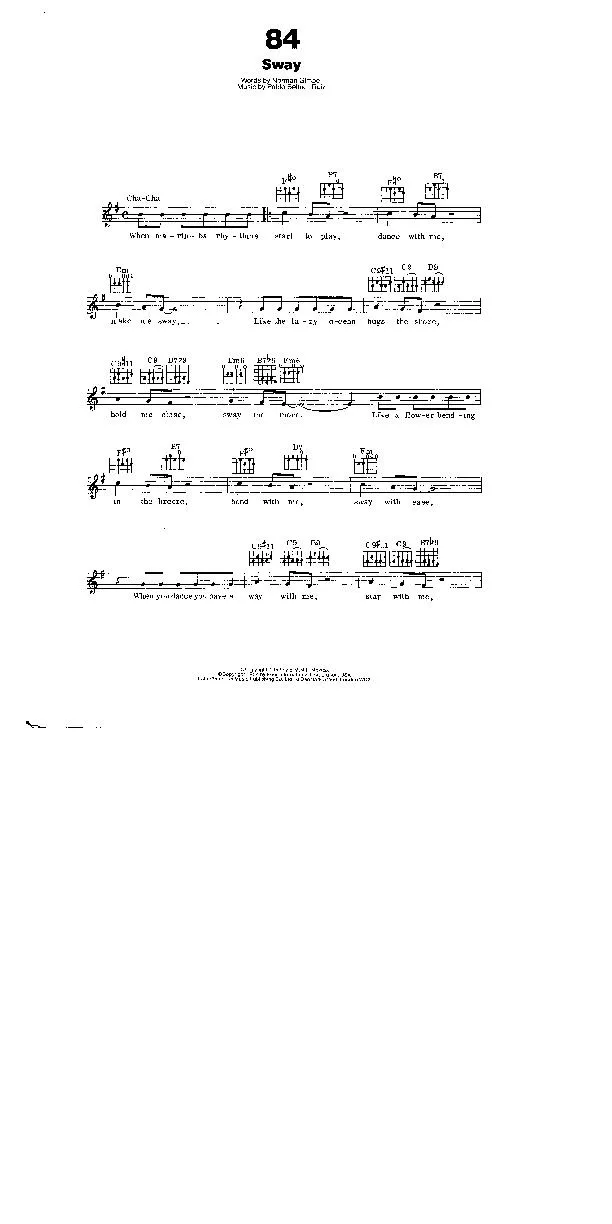 télécharger la partition d'accordéon Sway (Chant : Dean Martin) (Cha Cha) au format PDF