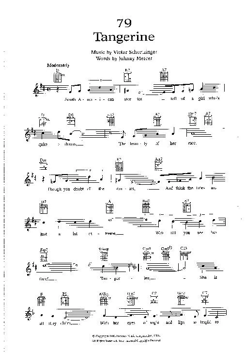 télécharger la partition d'accordéon Tangerine (Chant : Frank Sinatra) (Jazz Swing) au format PDF